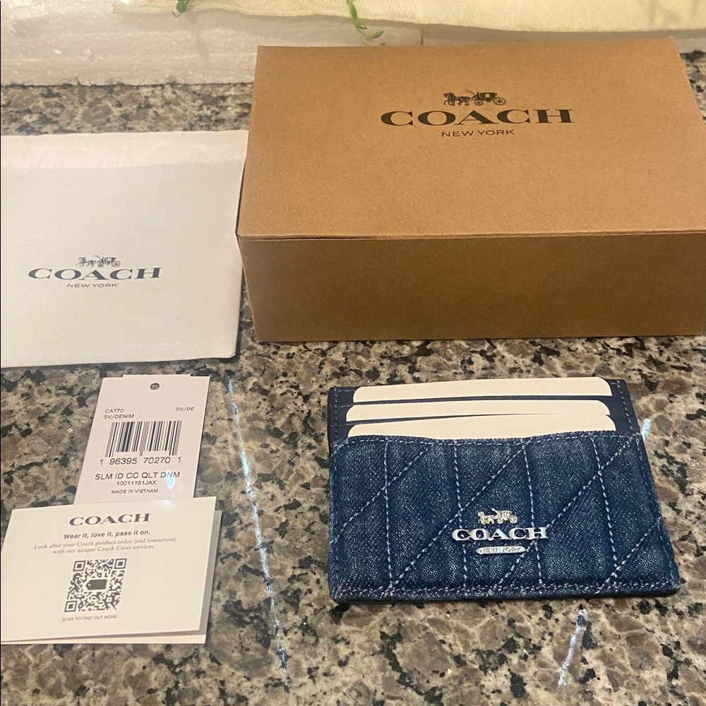 Coach NWT Denim Card Holder & Dust bag - Picture 3 of 9